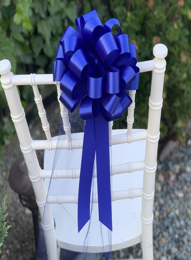 GiftWrap Etc. Royal Blue Wedding Pull Bows with Tulle Tails - 8" Wide, Set of 6, Wedding Pew Bows, 4th of July, Police Support, Summer, Birthday, Decoration, Christmas, President's Day, Easter, Memorial Day - Image 3